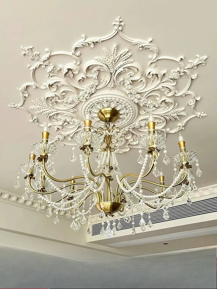 Lamp panel combination parquet lamp holder round light luxury dome non-gypsum shape carved lamp pool decorative lines