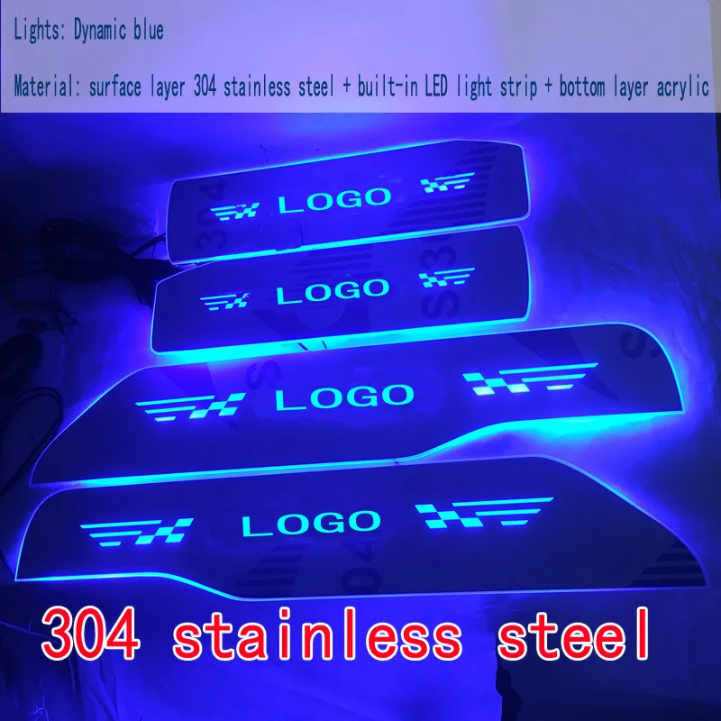 

LED light stainless steel threshold strip/door sills / streamer dynamic welcome pedal which is For Toyota Alphard 30 2015-2022