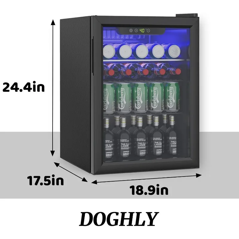2.6 Cu.ft Beverage Refrigerator Cooler, 95 Can Mini Fridge, Digital Temperature Display, with Adjustable Removable Shelves