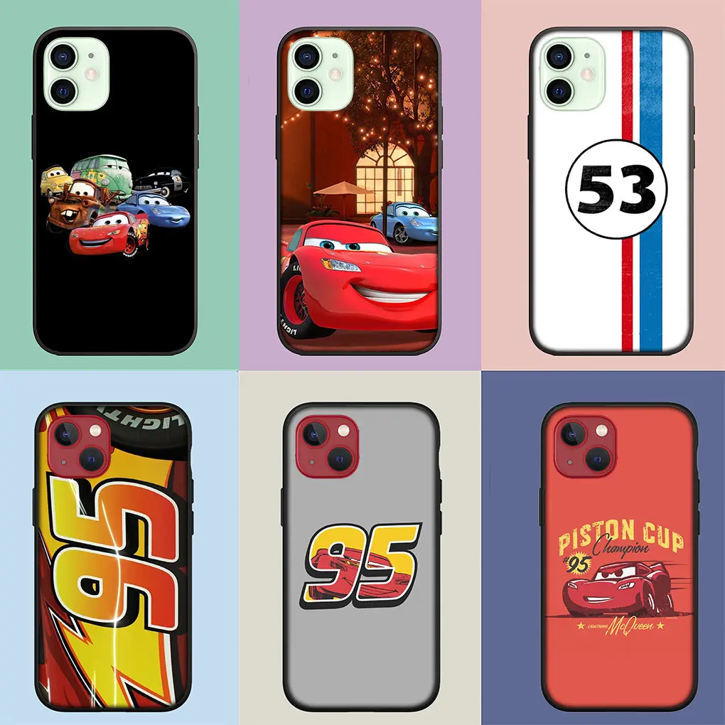 Cartoon Cars Lightning McQueen 95 Phone Cover Casing for Apple iPhone 15 14 Plus 13 12 Mini Pro Max XR + 13Pro 14+ 15+ Soft Case