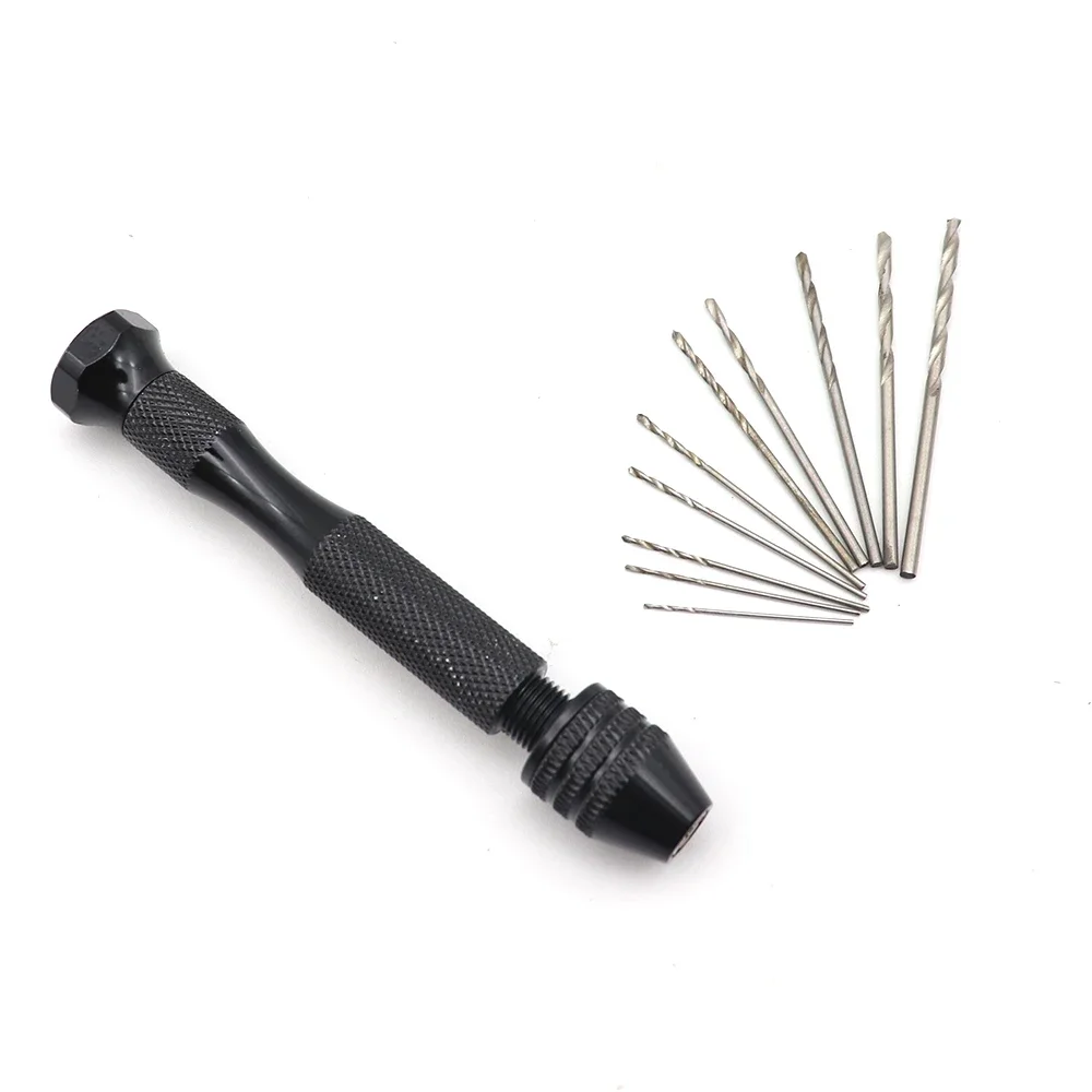 Hand Drill Jewelry Craft  Manual  Chuck Mini 10PCS Twist  Bit Black Easy