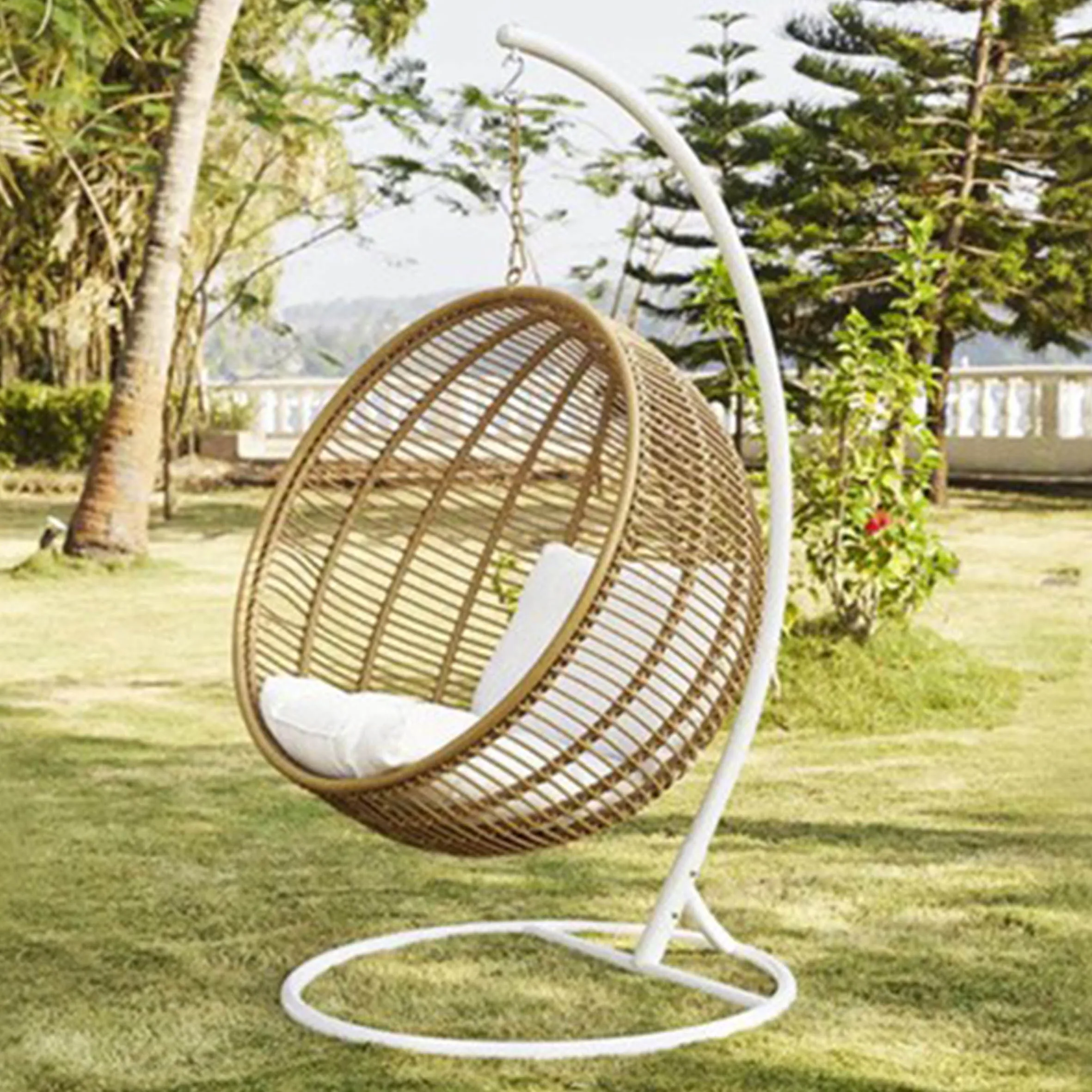 

2026 Wholesale Cheap Fashion Metal Outdoor Patio Swings Rattan Swing,chair Garden Egg Swing Chair With Stand/promote sales