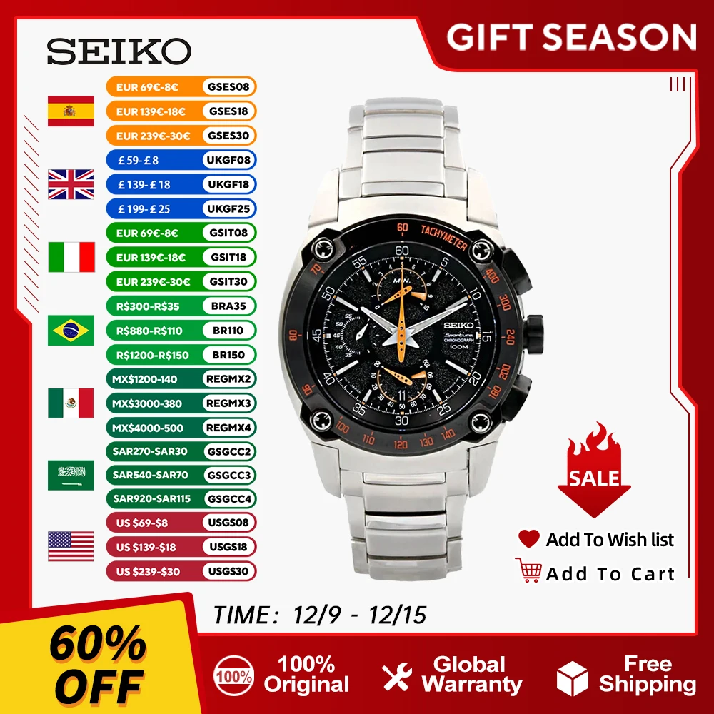 SEIKO Japanese Original Watch Quartz Watches Waterproof Casual Business Watchs Steel strip SPC039J1