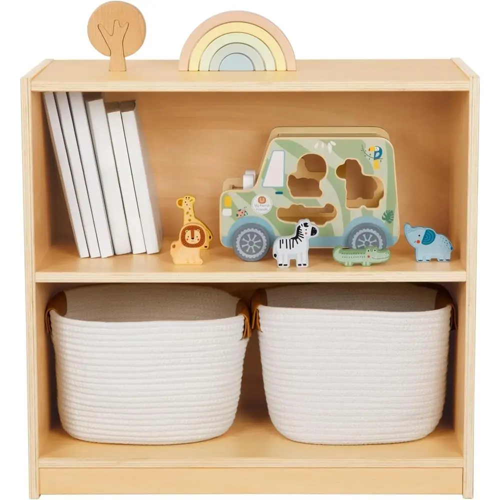 

Compact Wooden Toddler Bookshelf for Small Spaces, Storage Cabinet Shelves, Kids Bookcase for Classroom, Kindergarten, Playroom