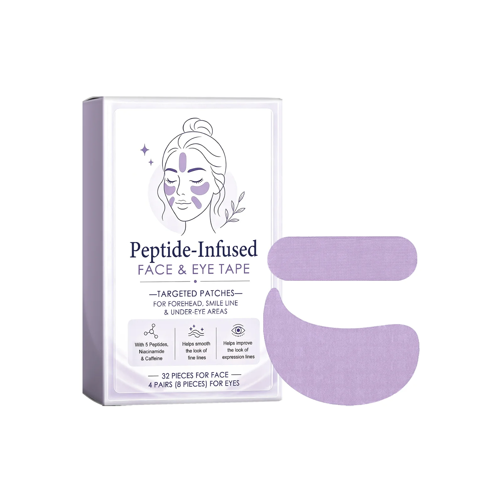 Peptide-Infused Face & Eye Tape Fade Fine Lines Lifting Firming Anti Dryness Skin-Friendly Deep Moisturizing Hydrating Skin Care
