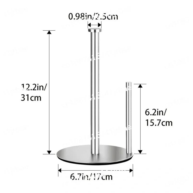 Kitchen Roll Paper Holder Countertop Stainless Steel Paper Holder With Anti-slip Base Roll Paper Dispenser for Household Kitchen