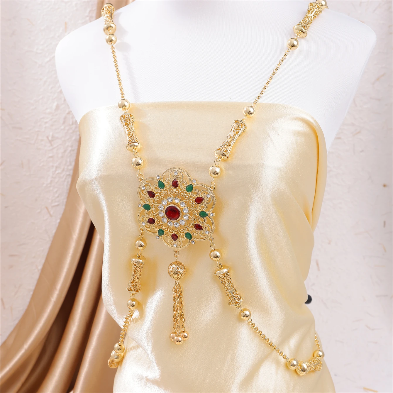 

Moroccan Traditional Festival Body Chain Arab Women's Wedding Shoulder Accessories Lady's Wedding Back Jewelry Accessories