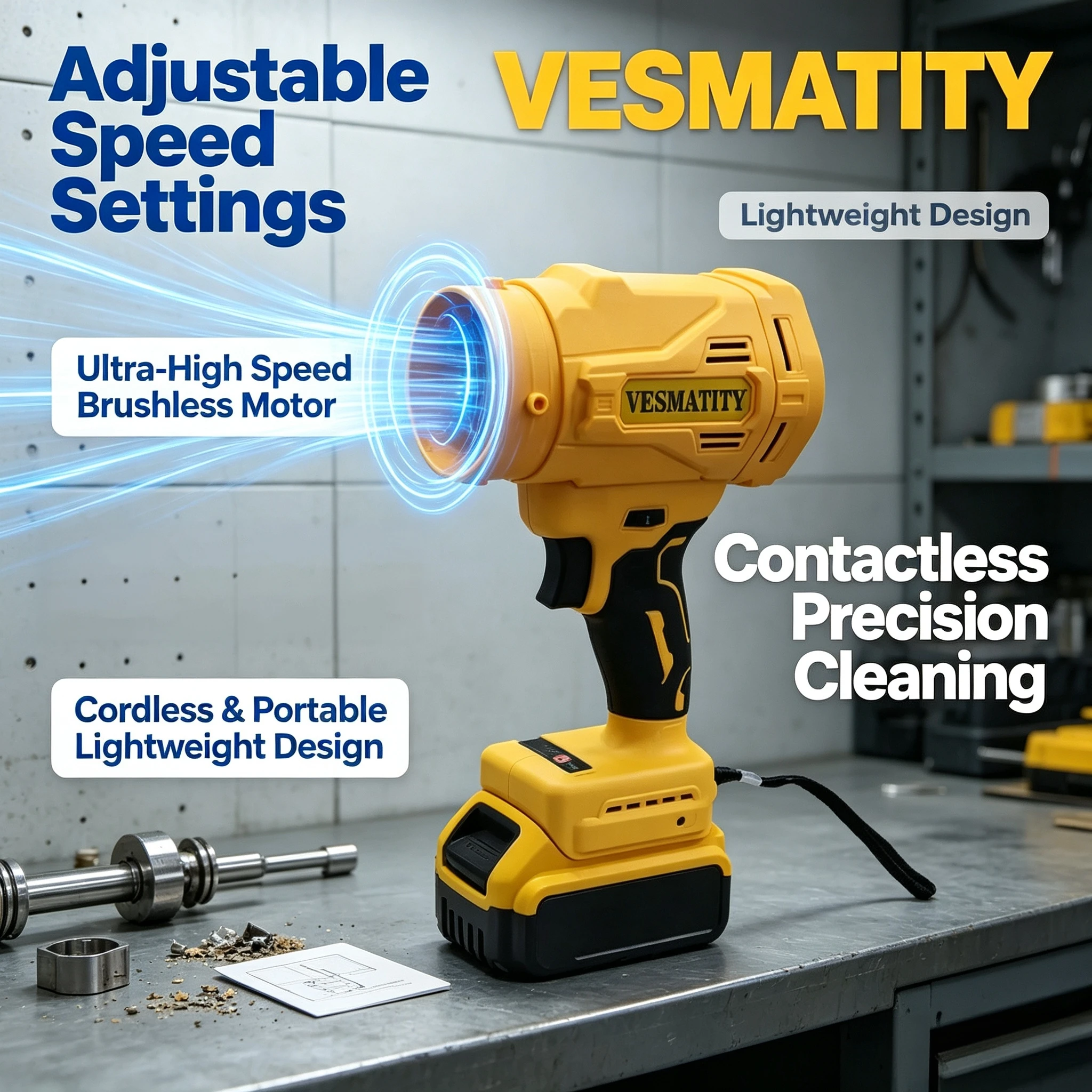 Vesmatity Jet Turbo Fan Electric Air Blower High Speed Cordless Air Duster Tool for Dewalt 18V 20V Battery Pro System