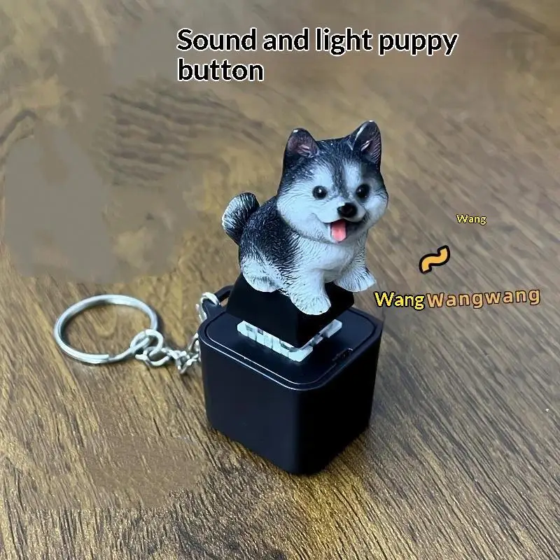 Funny Husky Pig Keychain Rechargeable Button Keychain Luminous Pendant For Stress Relief Decor Gift Toys