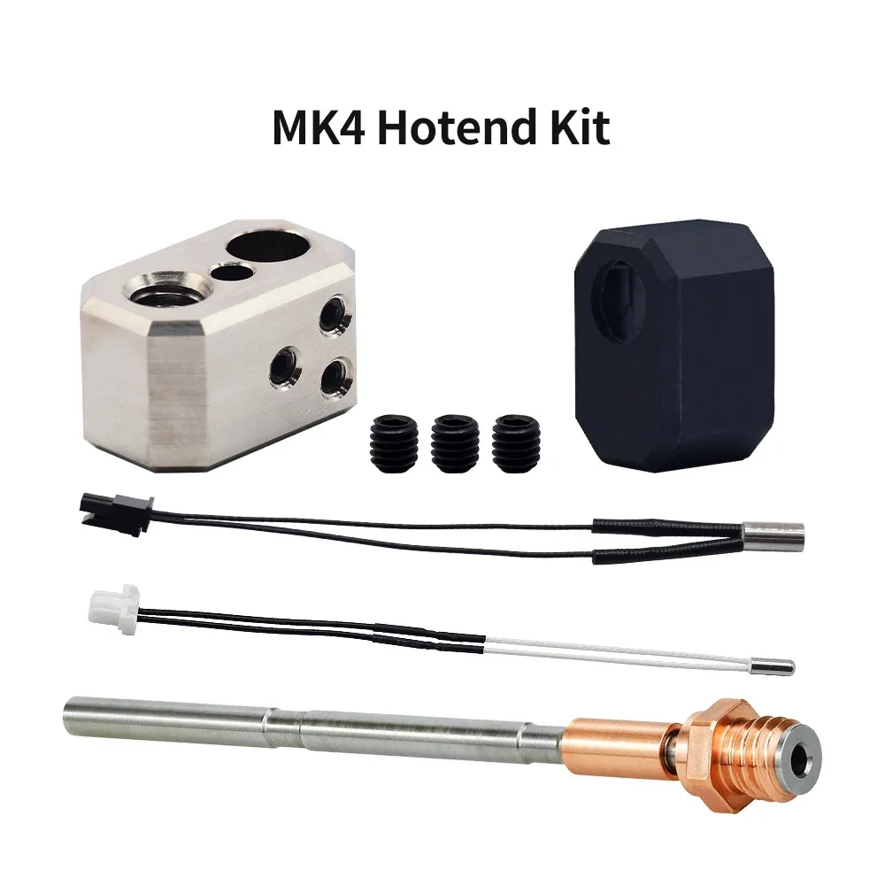 Upgrade Hotend Kit For Prusa i3 MK4 Thermistor 104NT Heater Cartridge 24V 40W Heating Block Bimetal Throat Brass Nozzle Hot End