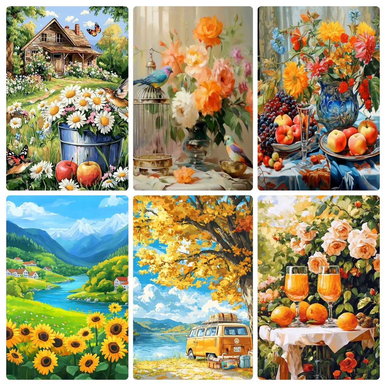 Acrylic Paint By Numbers Sunflower Fruit Still Life Painting By Numbers on Canvas Coloring By Number for Adults Paint Digital