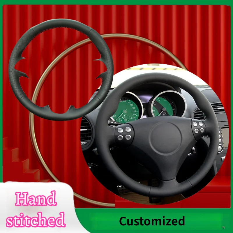 

Custom Hand-stitched Microfiber Leather Steering Wheel Cover For Mercedes Benz C SLK Class W203 R171 2004-2008 Car Accessories