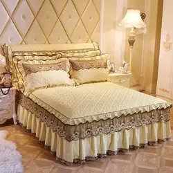 Thickened Cotton Bedspread, European Lace Bed Skirt, Single Double Bed, Spring and Autumn, Dustproof Bedspread Style
