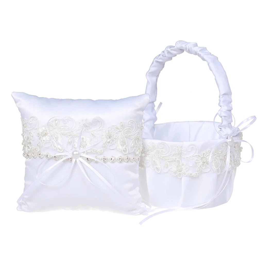 

Lace Flower Basket Elegant Wedding Baskets for Girl Romantic Bride Decorations Bridal Accessories Reusable Petals Holder