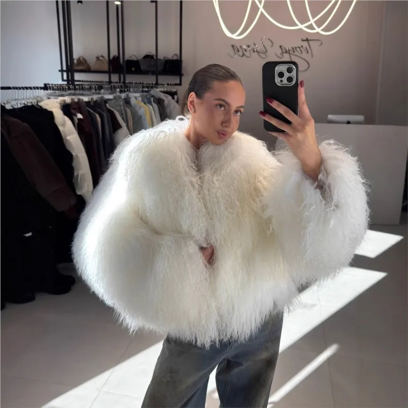 

Mixed fur coat women's artificial