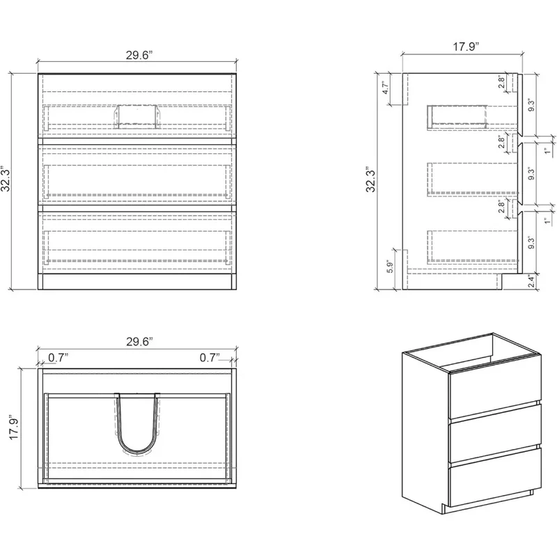 30 Inch Bathroo anity with Sink, odern Sall Bathroo Storage, Includes Oelow Feature