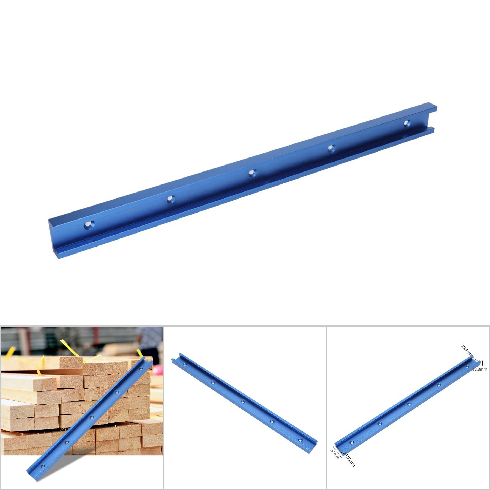 Inglete de ranura en T de aluminio, herramientas de plantilla de pista para mesa de enrutador de carpintería (800mm)