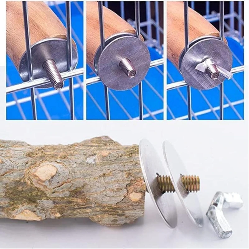 Bird Standing Stick Screw Accessories Parrots Cage Perch Screw Bolt Set Birdcage Stand Branch Accessories Easy Install