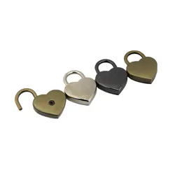 1pcs Metal Heart Shape Spring Lock Fashion Mini Padlock Bag Suitcase Luggage Box Key Lock Without Key DIY Hardware Accessories