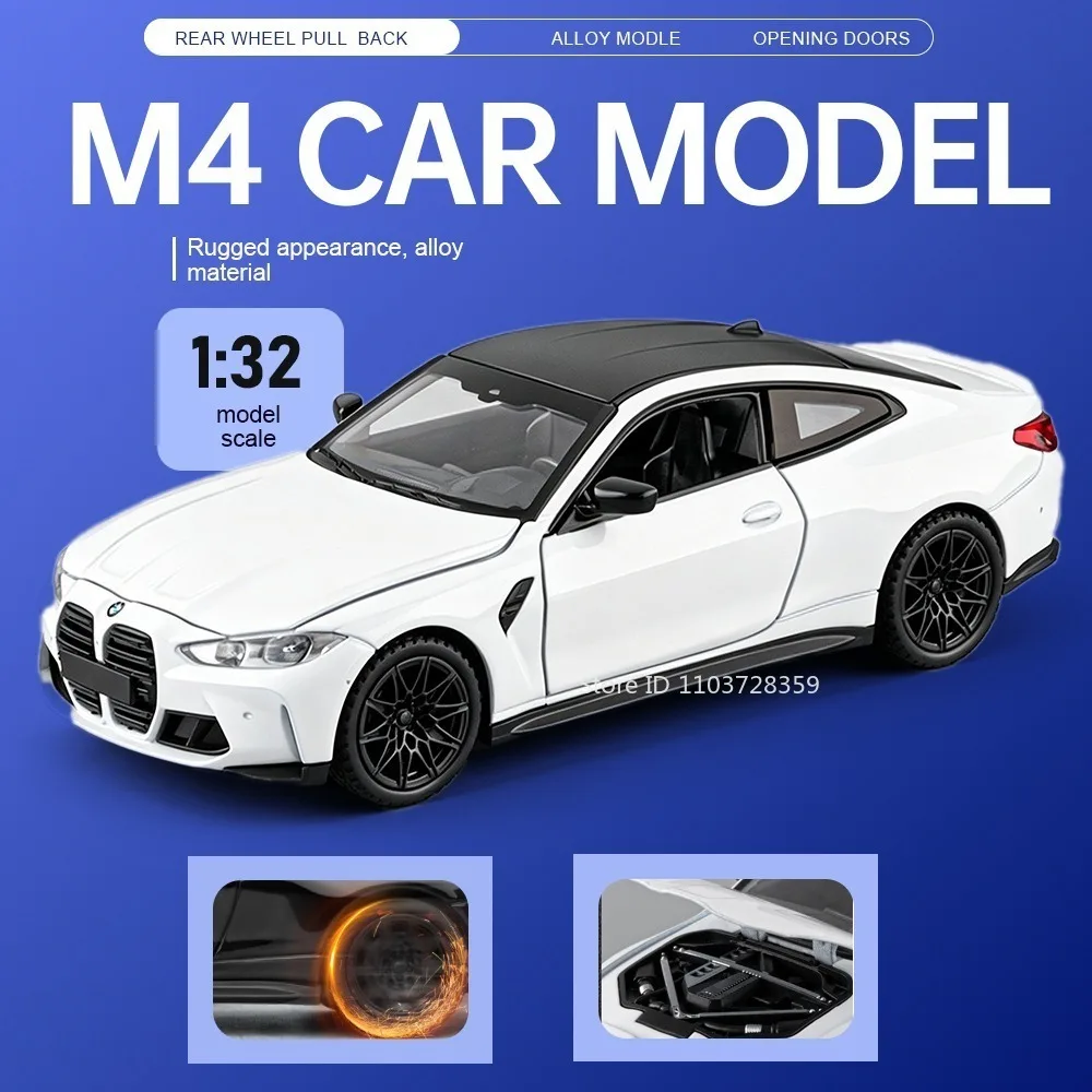 

1:32 Scale M4 X3M Toy Car Models Alloy Diecast Doors Opened Rubber Tires Pull Back Exquisite Interior Popular Model Vehicle Gift
