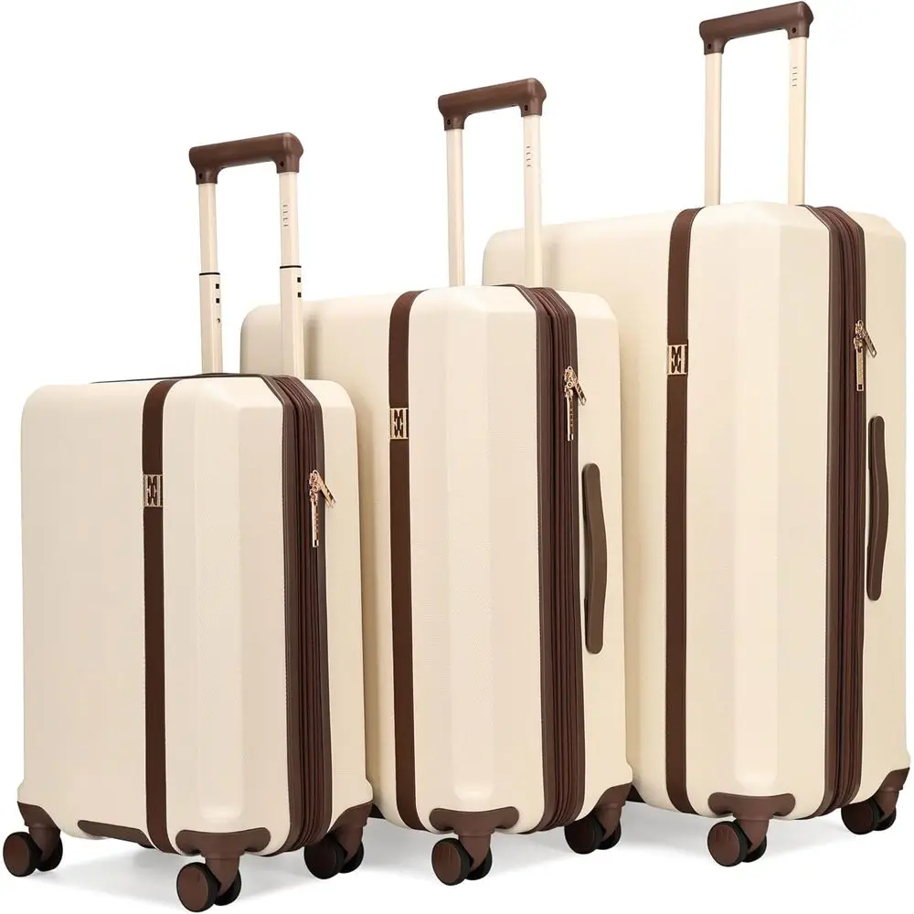 

Набор из 3-х расширяемых чемоданов в ретро-стиле цвета шампань