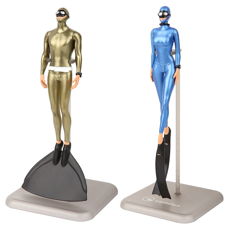 Freediver Model Diver Collectible Figurine Gold Male Diver Monofin Blue Female Freediving Bifins