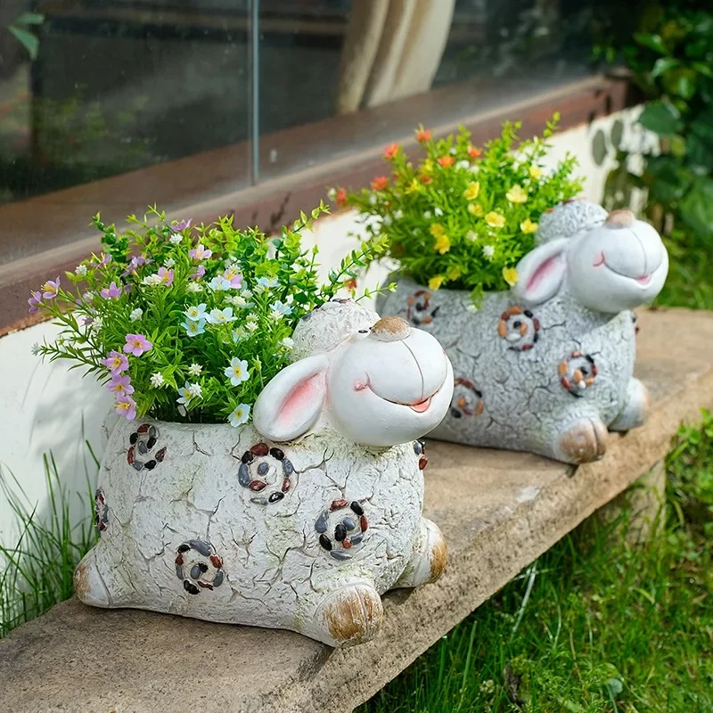 Stone sheep flower pot flower pot garden homestay yard balcony landscaping arrangement courtyard decoration outdoor garden ornam