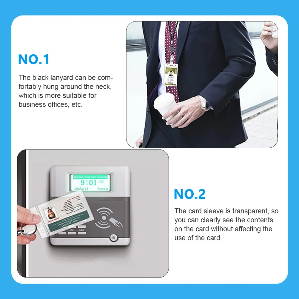 1Set Badge Holder with Detachable Lanyard Portable Id Card Protective Cover for Students Office Staff Vertical Work Pass
