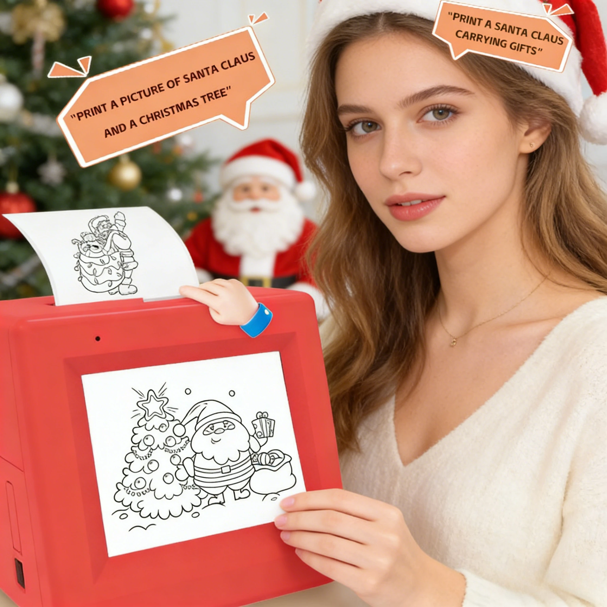 

Portable Wireless WiFi AI Voice Printer Portable Instant Sticker Printing with HD Screen Built in Battery for Kids DIY Painting