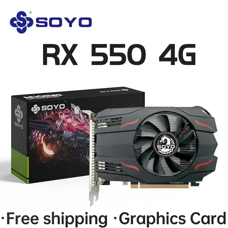 To AMD Radeon RX550 4GB GPU GDDR5 14nm For Desktop PC Games Video Office Graphics Card 128bit HDMI RX 550 Computer Components