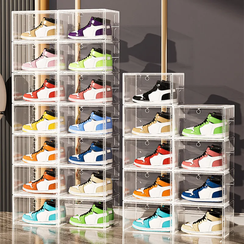 

Transparent Shoe Box with Side Opening Anti Oxidation Dustproof Moisture-Proof Plastic Storage Shoe Display Box Acrylic Shoe Box