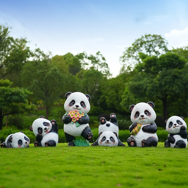 Outdoor Realistic Panda Sculpture, Animal Ornament, Handicraft Ornament
