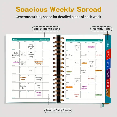 Imagen 2 del producto Planificador 2026: 320 páginas: un organizador semanal y mensual durante 365 días y con pegatinas, con encuadernación de doble costura