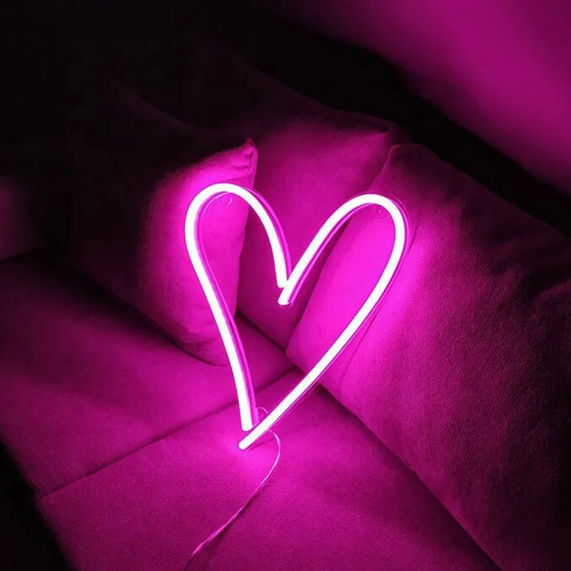 Minimalist Heart LED Neon Sign, Heart Home Decor, Custom Wedding Party Wall Decor, Bedroom Neon Light Decor Love Art Neon Sign