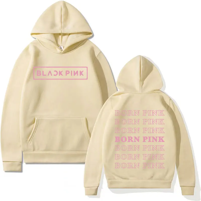 Black Pink Graphic Hooded Men Women\'s Fashion Aesthetic Kpop Streetwear Y2k Sweatshirt Unisex Autumn/Winter Casual Fleece Hoodie