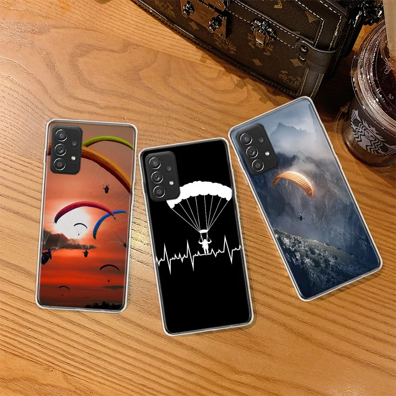 Extreme Adventure Parachuting Phone Case For Galaxy S25+ S10 S8 A16 Note 20 Ultra 10 Lite 9 8 Samsung A15 A25 A35 A55 A05S M21 M