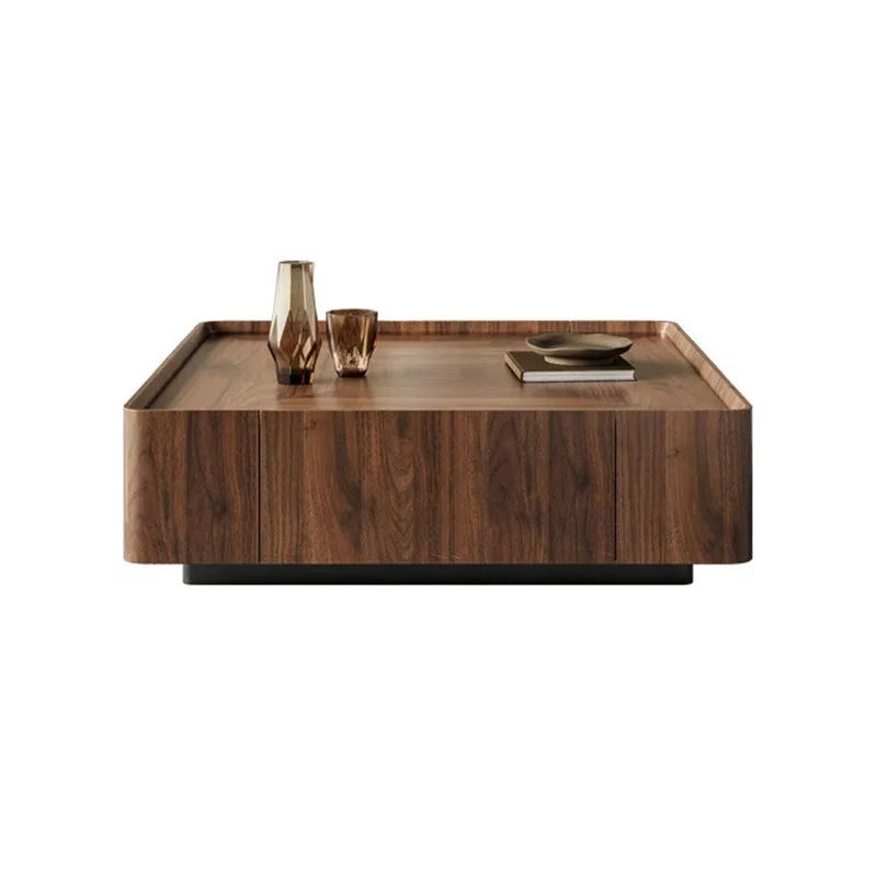 

Solid wood coffee table square small apartment side table combination