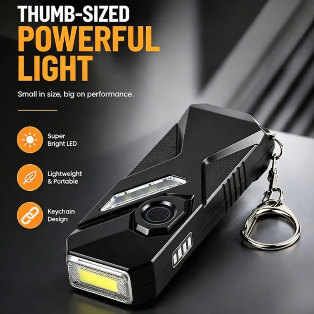 Rechargeable Keychain Flashlight USB C Side Light Panel Detection Lamp Colorful Light Mode Purple Light Atmosphere Keychain Lamp