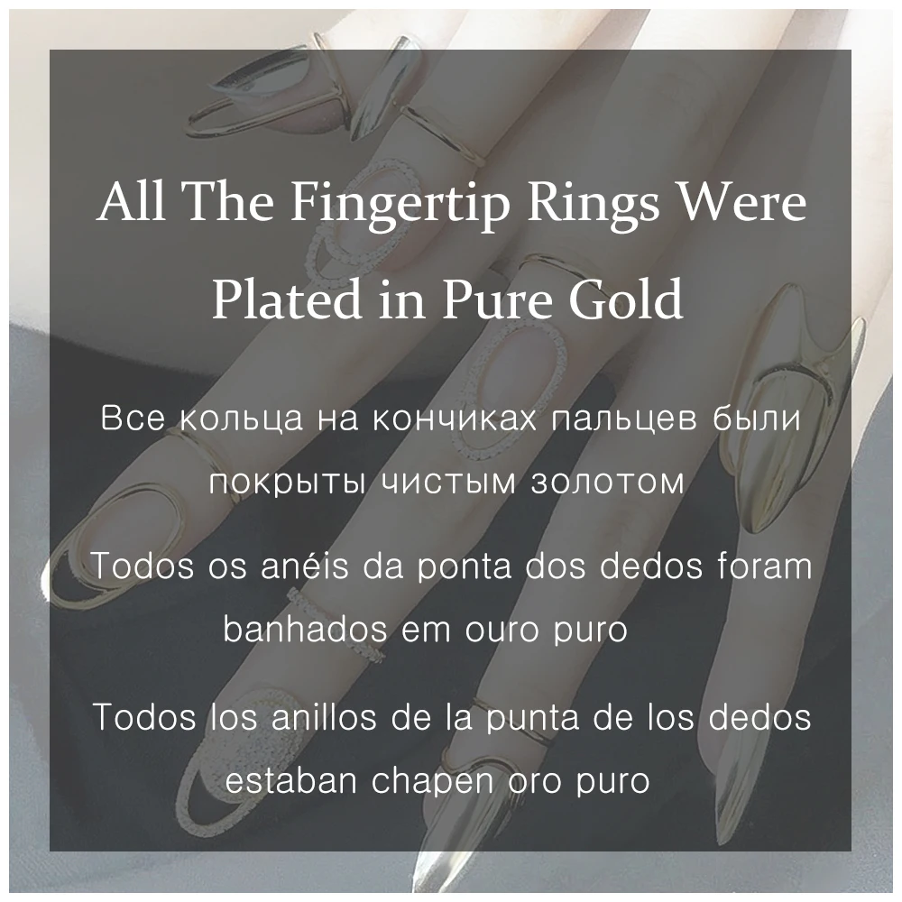 Fashion Zircon Finger Nail Ring Photo Phalanx Ring Gold Plated Manicure Protective Rings For Women Teen Trendy Jewelry Accessory