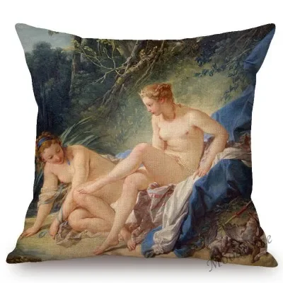 Luxury Palace Oil Painting Renaissance Home Decoration Polyester Pillowcase Bedroom Hotel Car Decoration Soft and Comfortable  .