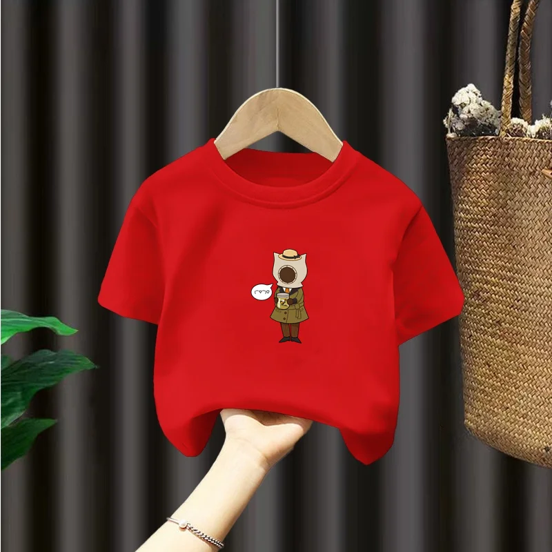 Children's long-sleeved T-shirt loose cartoon animation fitness top fashion popular 2024 new