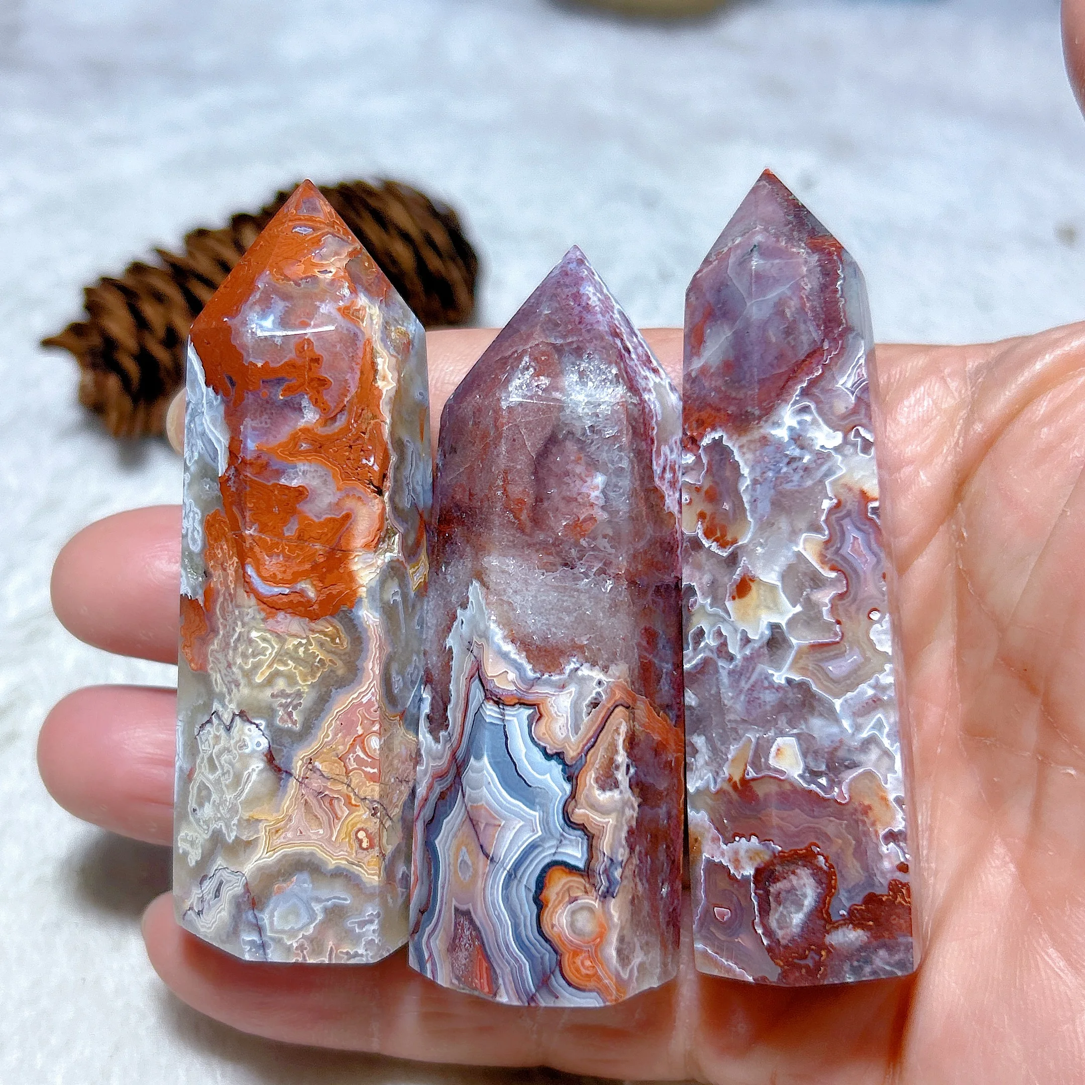 

Healing Natural Crystal Mexico Agate Druzy Tower Point Gemstones High Quality Mineral Energy Home Decorations Gift