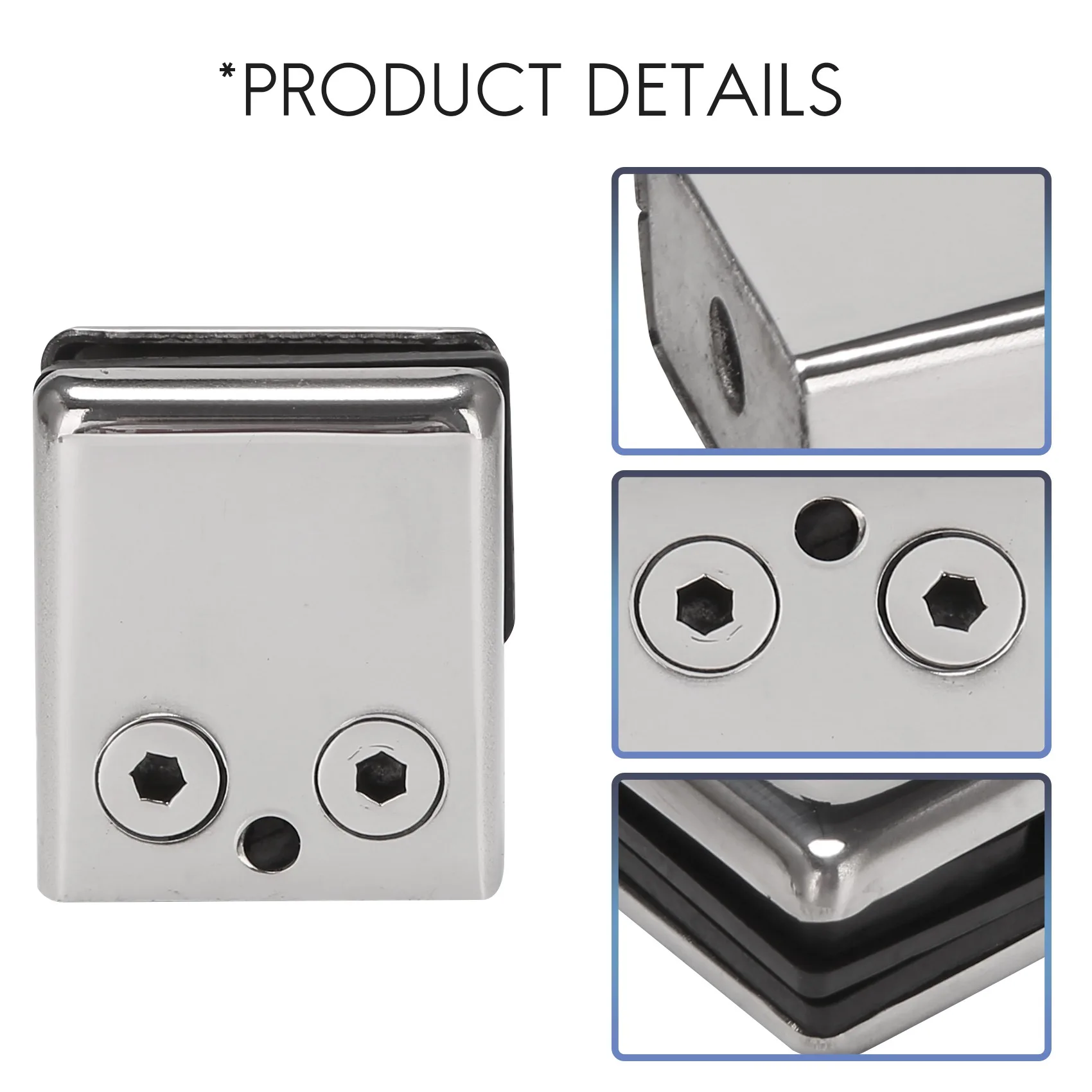 

Glass Clamp 8-10mm 8PCS Stainless Steel 304 Glass Clamps Adjustable Glass Bracket Flat Back for Balustrade Staircase TQ