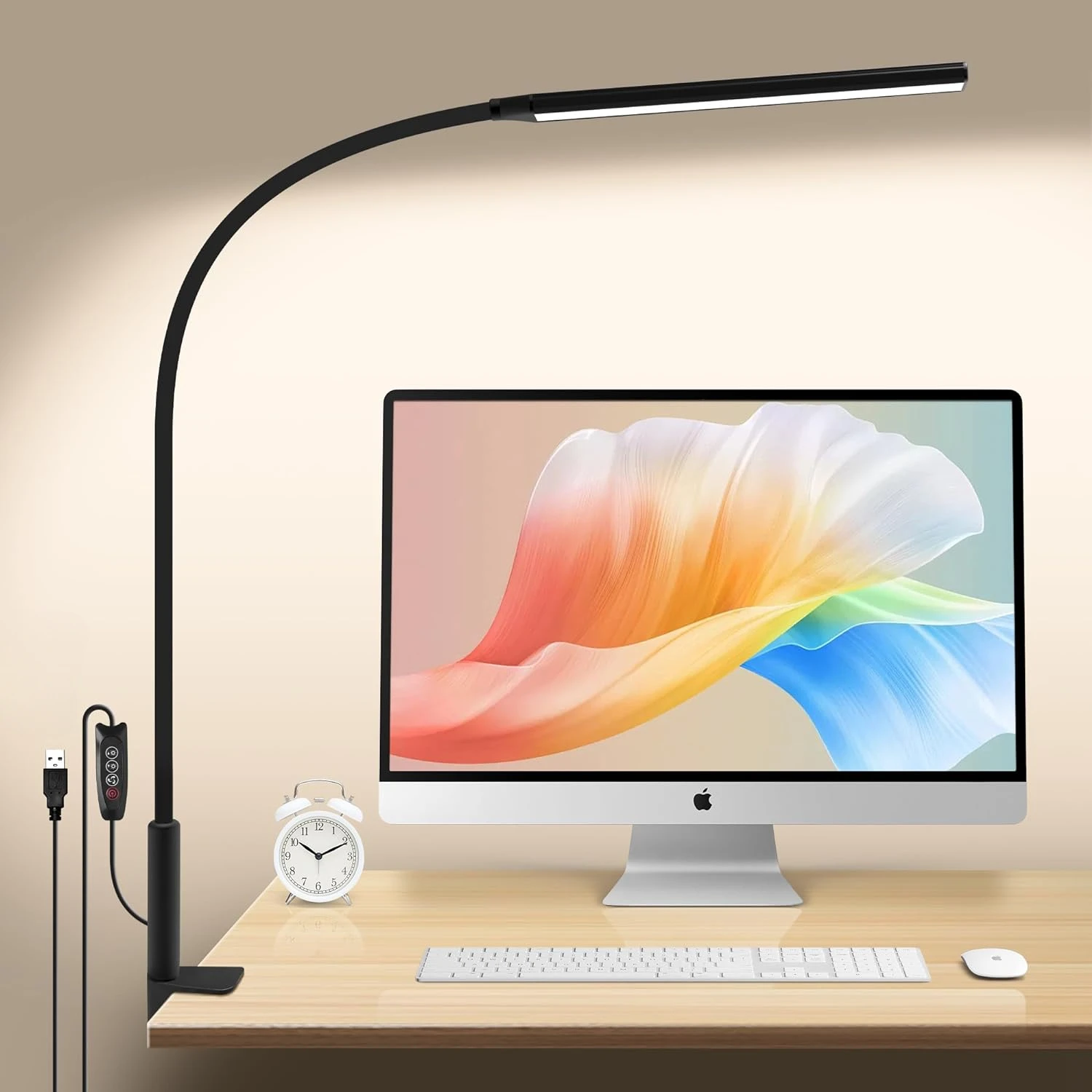 lampada de mesa led com bracadeira stepless dimming desk lamp para home office luz de escritorio ajustavel eye cuidar 01