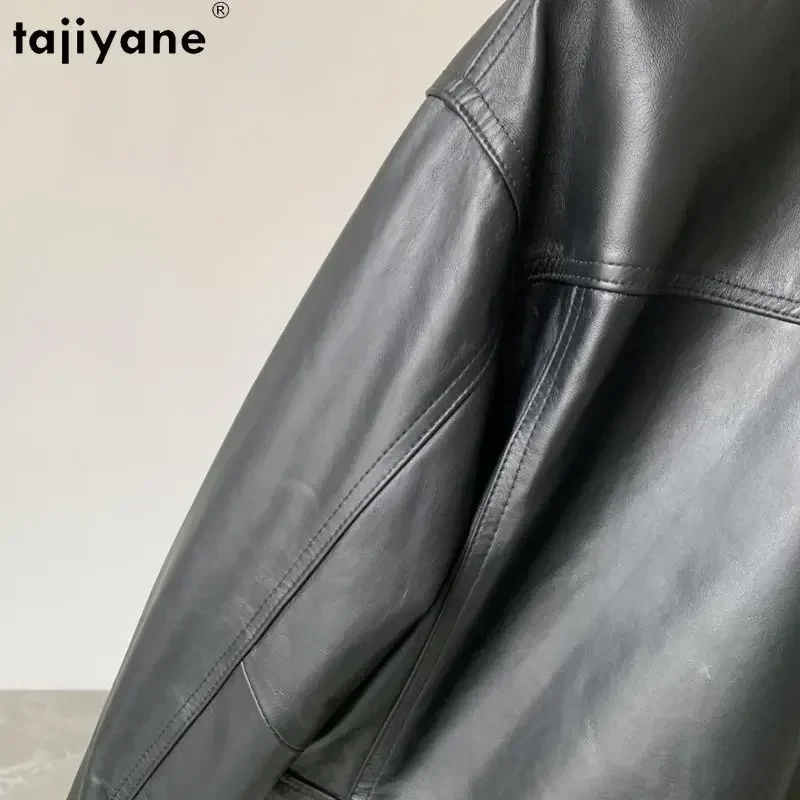 Tajiyane 23 Real Leather Jacket Women Genuine Leather Jackets Woman Single-breasted Short Sheepskin Leather Coat Square Collar