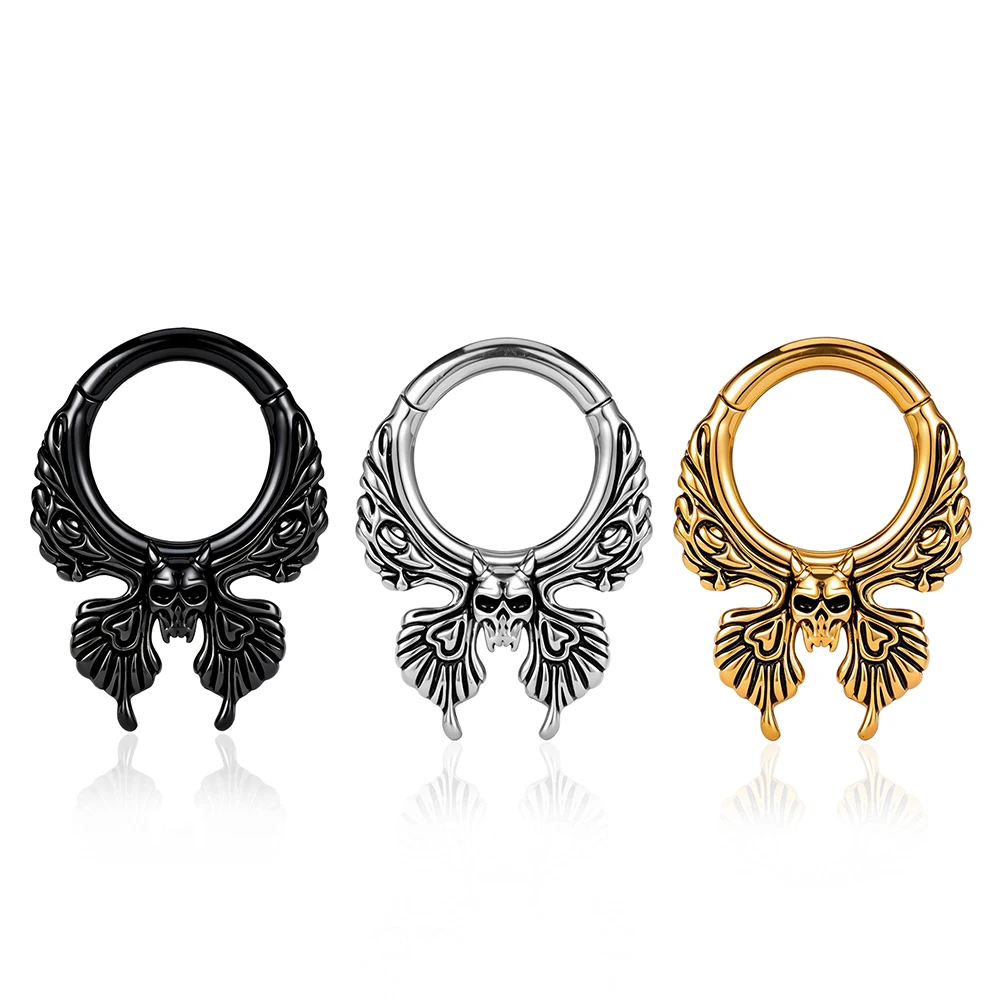 Vankula 2pcs Gothic Skull Ear Gauges Weights, Hypoallergenic Stainless Steel Ear Plugs Tunnels, Piercing Jewelry for Halloween