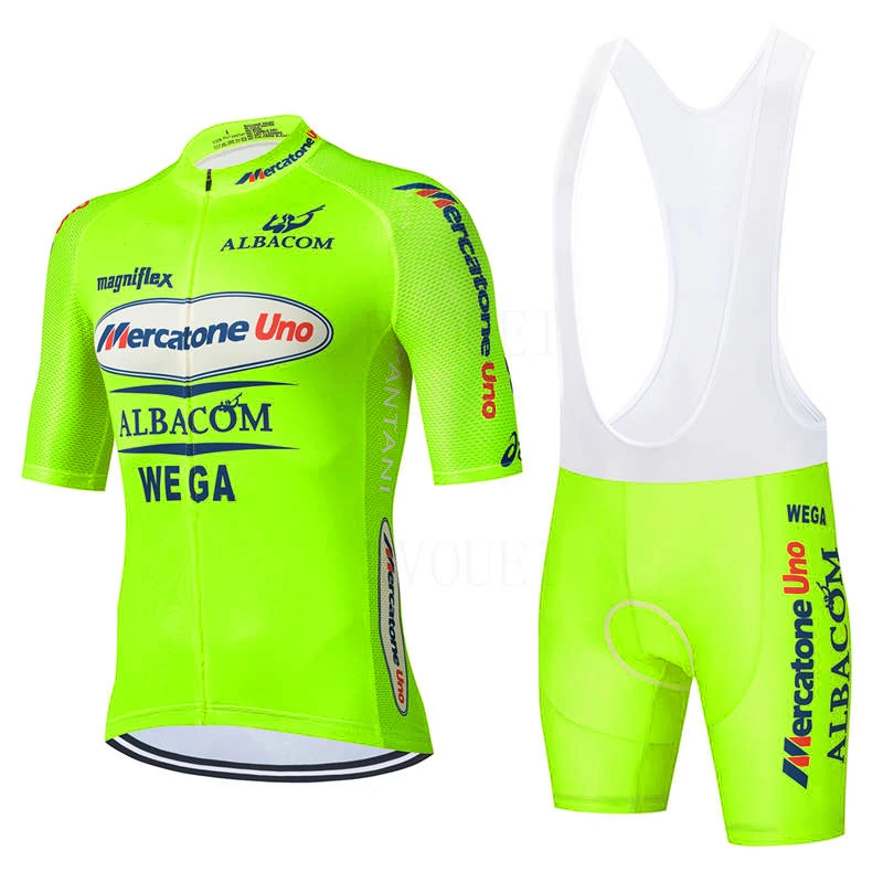 Summer Fluorescent Green Team Cycling Jersey Set Bike Set MTB Ropa Ciclismo Men\'s Short Sleeve Bicycle Shirts Maillot Clothing