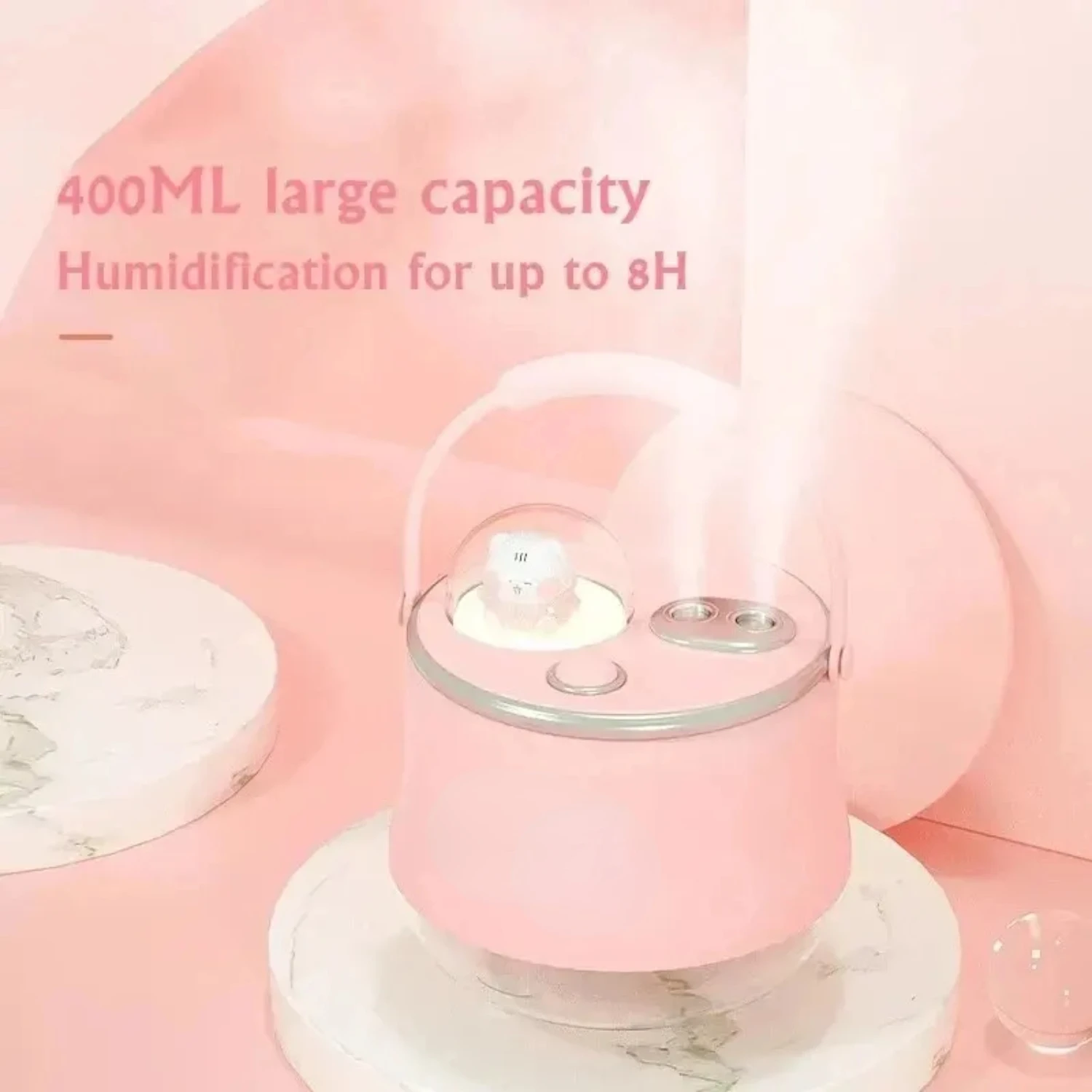 Quiet Double Spray น่ารักน่ารักการ์ตูนสัตว์เลี้ยง USB Desktop Water Refill Humidifier - เหมาะสําหรับใช้ในสํานักงาน - เบา, แบบพกพา