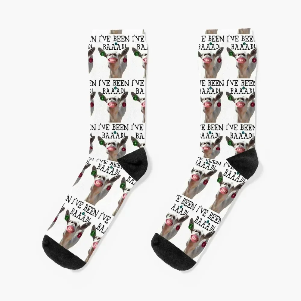 

Funny Christmas goat, naughty list Socks retro cycling floral winter thermal Boy Child Socks Women's