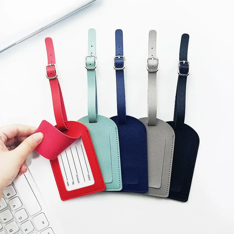Baggage PU Leather Boarding Bag Tag Suitcase Identifier Label Name ID Address Holder Accessorie Travel Luggage Tag For Women Men